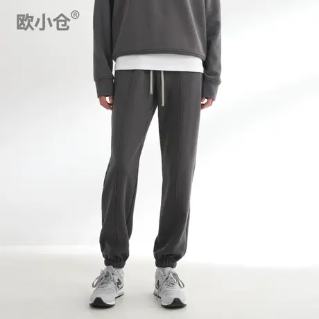 OXC/欧小仓前中缝束口运动裤女 松紧腰弹力舒适束脚裤 哈伦卫裤图片