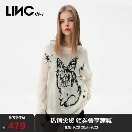 LINCCHIC金羽杰针织衫落肩宽松轻软质地马海毛羊毛衣S231SW235Y商品大图