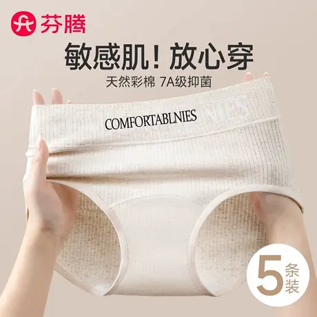 芬腾女士内裤女款纯棉7a抗菌全棉裆2025新款彩棉中低腰运动三角裤商品大图