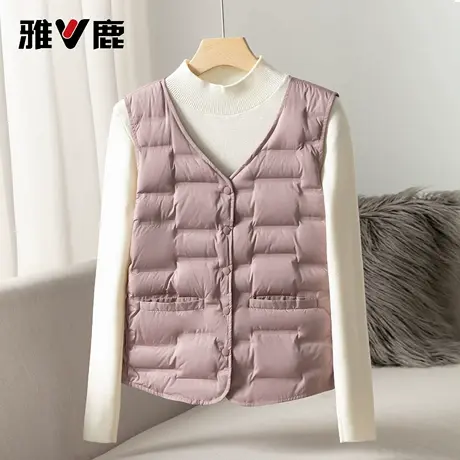 yaloo/雅鹿羽绒马甲女2025新款V领羽绒服内胆修身内搭鸭绒背心商品大图