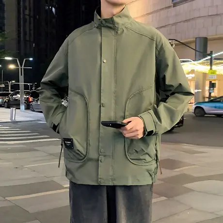 唐狮冬季新款外套男休闲运动外套工装立领宽松男士夹克外套TD商品大图