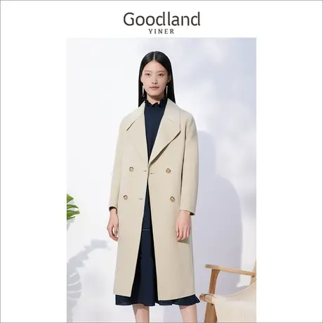 音儿美地女装2022冬季新款气质系带收腰纯羊毛双面呢外套商品大图