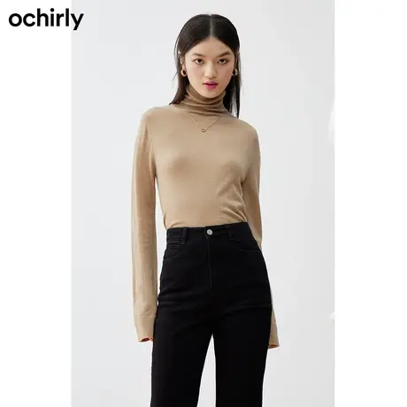 ochirly欧时力 羊毛慵懒风高领毛衣女新款秋装装饰链上衣打底商品大图