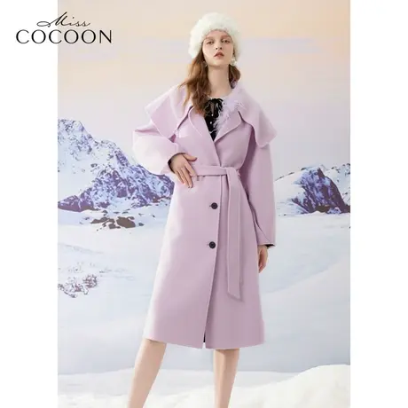 missCOCOON千金玛德琳气质2023冬装新款女廓形设计长款毛呢外套商品大图