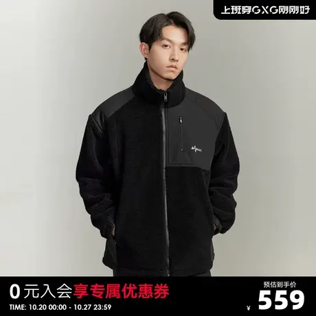 GXG男装 仿羊羔毛拼接保暖立领夹克外套棉服男 2023年冬季新品商品大图