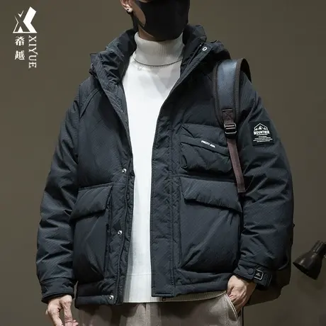 希越冬季新国标工装风羽绒服男士宽松大码90%白鸭绒加厚棉服外套商品大图