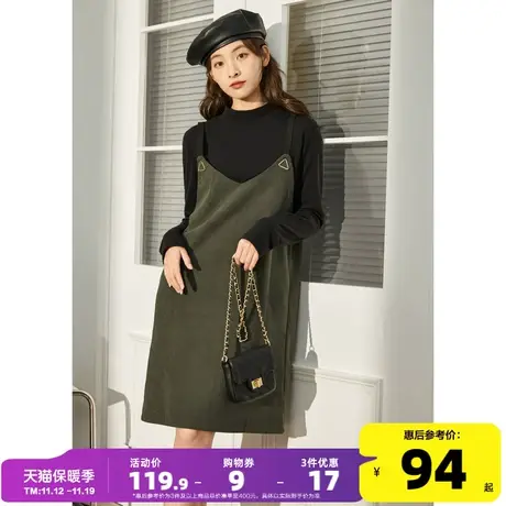 唐狮灯芯绒背带裙小个子连衣裙女秋装女2023新款裙子背心裙女装q1图片