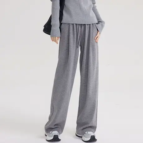 裤子休闲百搭宽松高腰阔腿裤女2023新款小个子黑色直筒裤女春秋图片