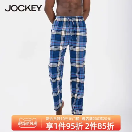 Jockey男士格子家居裤薄款春秋纯棉宽松可外穿休闲居家长裤图片
