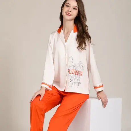 真丝睡衣女春夏秋季薄款冰丝套装高级感2024新款大码丝绸家居服图片