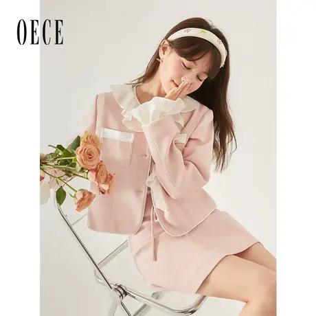 Oece小香风两件套秋季新款女装甜美气质短外套高级感套装春秋商品大图