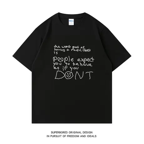 电影小丑joker字母印花短袖T恤男夏季纯棉宽松休闲半袖上衣体恤衫商品大图