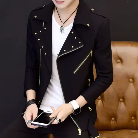 青年个性薄款夹克男士春秋夏季韩版上衣服潮帅气褂子休闲男装外套商品大图