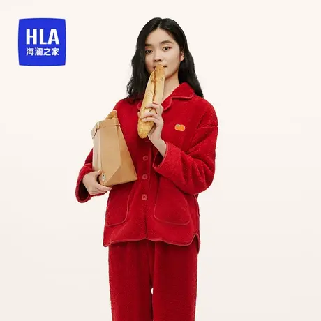 HLA/海澜之家女士鸿运家居服睡衣家居服大红色抗菌透气秋冬套装厚商品大图