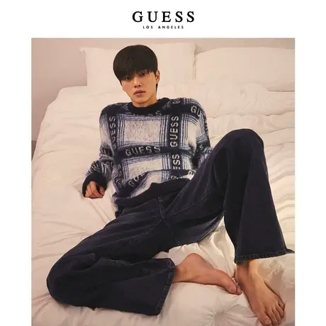 GUESS男士休闲满标圆领含羊毛毛衣-商品大图
