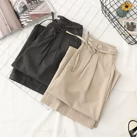 2021年春夏季新款女士高腰阔腿裤纯色百搭新潮拖地裤显瘦西装裤子商品大图