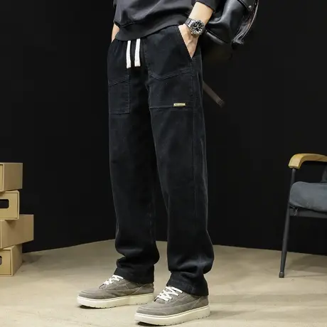灯芯绒休闲裤男直筒春秋2024新款男士长裤子宽松阔腿大码春季加厚图片
