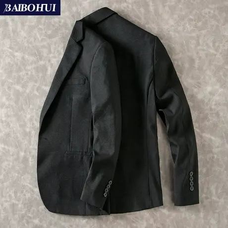 秋季新款休闲西装男外套韩版时尚印花青年小西服男士修身潮流单西商品大图