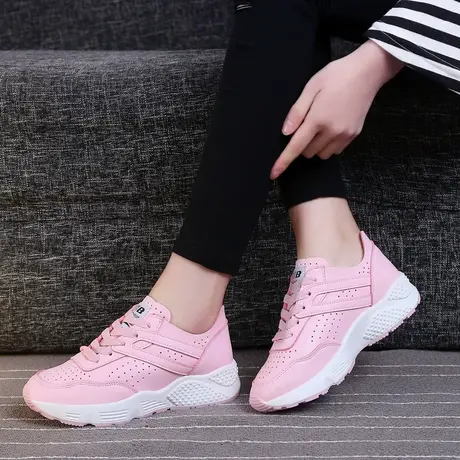 运动休闲鞋女透气韩版潮厚底松糕底学生女鞋平底跑步鞋软底开车鞋图片
