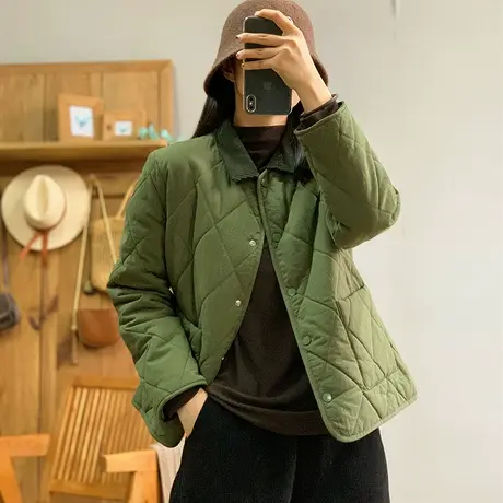 dza 复古加厚灯芯绒翻领棉衣外套女冬外穿漂亮棉袄上衣宽松短棉服图片