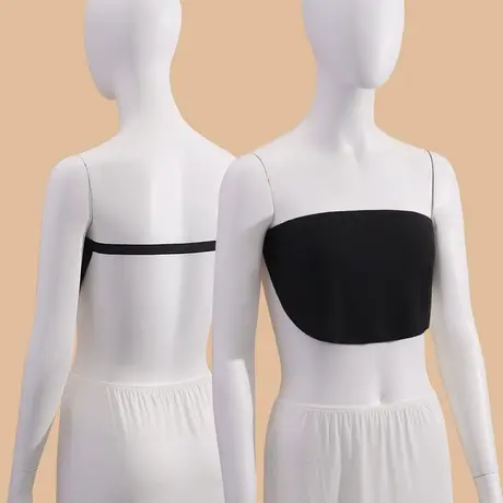 一片式无肩带抹胸莫代尔防走光遮胸无胸垫大胸胸前黑白胸巾商品大图