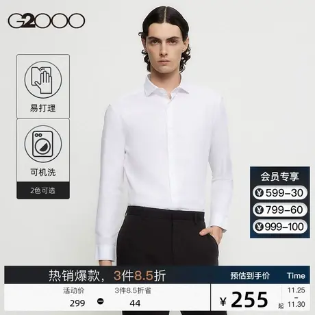 G2000男装 秋冬新款商务内搭正装衬衫简约百搭防皱上衣男长袖衬衫商品大图