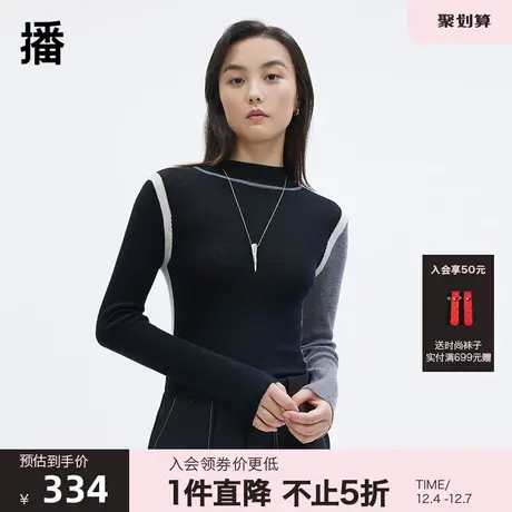 播秋季新品百搭气质休闲通勤套头毛针织衫女BDP3SD1817商品大图