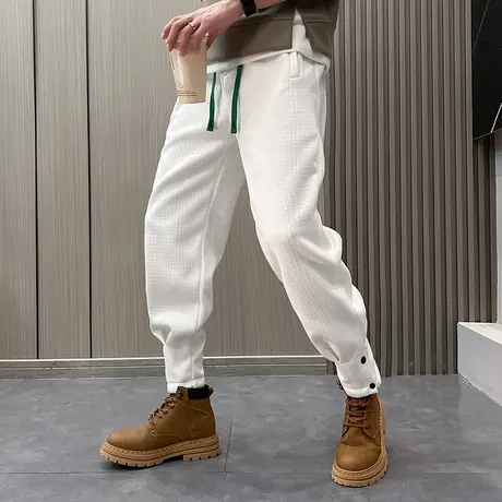 秋冬2023新款纯色简约设计感加绒束脚卫裤潮牌加厚宽松百搭休闲裤商品大图