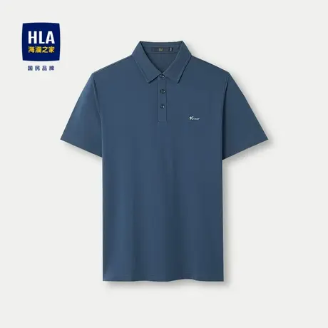 HLA/海澜之家2024商务有型短袖POLO衫春夏撞色字母绣花套头衫男商品大图