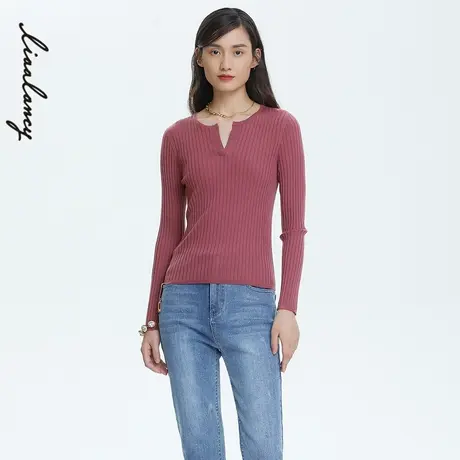 LANCY/朗姿22春夏新款女士长袖通勤时尚针织衫商场同款专柜正品图片