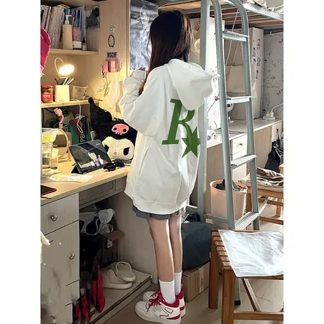 oversize艺术生奶乖连帽卫衣女秋冬加绒加厚ins潮牌宽松大码上衣商品大图