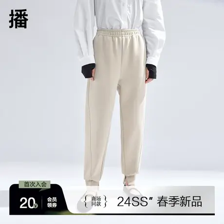 播高腰运动裤女商场同款2024春季新款休闲宽松束脚卫裤BDR1KD0235图片