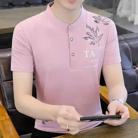 中国风立领夏季短袖t恤男士纯棉打底衫上衣服潮流学生青年Polo衫图片