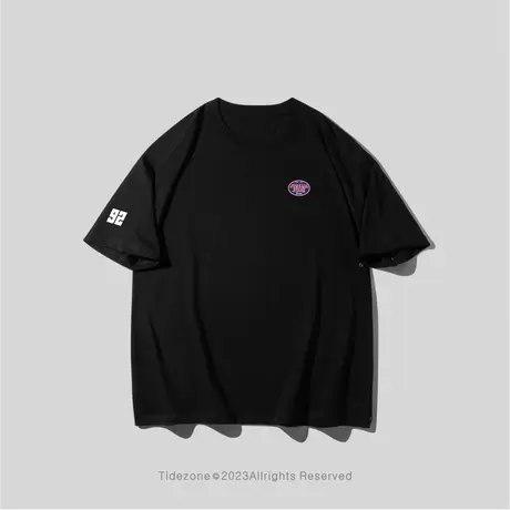 Ohlyah简约字母胸花短袖T恤男国潮牌夏季纯棉重磅美式圆领情侣装图片