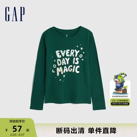 【断码优惠】Gap女童春秋纯棉亲肤印花合身儿童装长袖T恤788250商品大图