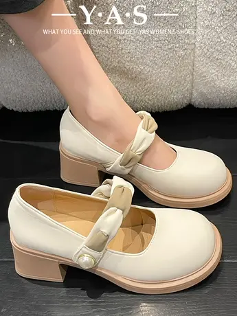 玛丽珍女鞋子2024新款春季粗跟高跟鞋配裙子小皮鞋仙女温柔风单鞋图片