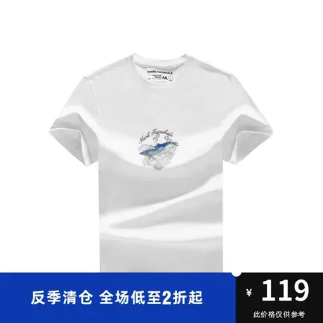 马克华菲梦幻鲸鱼海洋纹印花短袖T恤男时尚休闲合体上衣商品大图