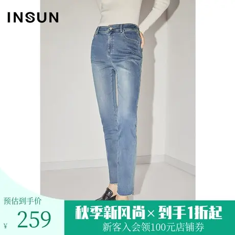 恩裳COVER2022冬时尚简约轻奢设计感舒适保暖棉质水洗牛仔裤图片