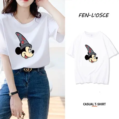 纯棉短袖t恤女2023年夏季新款学生情侣装上衣宽松大码卡通体恤潮商品大图