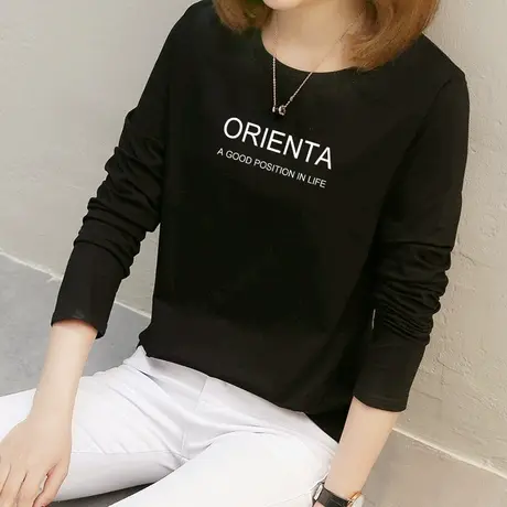 纯棉长袖t恤女2022年新款韩版宽松ins早春上衣打底衫纯棉女装内搭图片