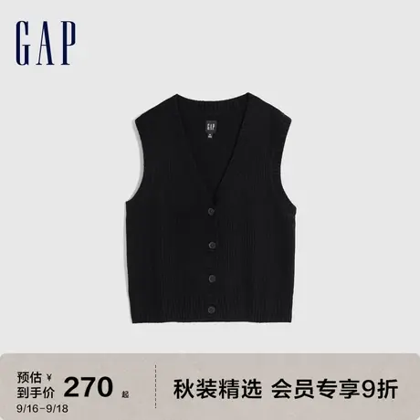 Gap女装秋季2023新款宽松廓形V领纽扣针织背心792237洋气上衣图片