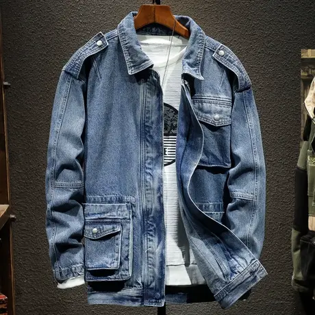 牛仔外套男夏季韩版褂子潮流牛仔衣男士休闲夹克男褂子浅色工装潮图片