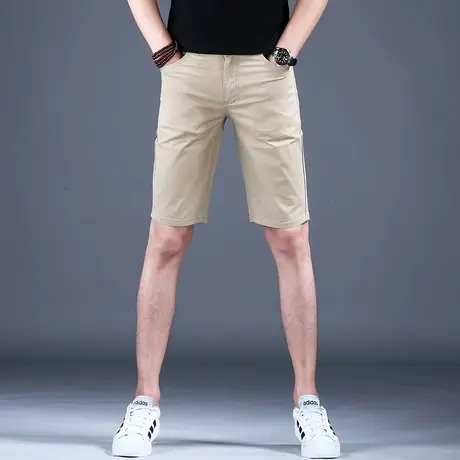 卡其色五分裤休闲牛仔短裤男款秋款潮流2023新款弹力裤子潮牌中裤商品大图
