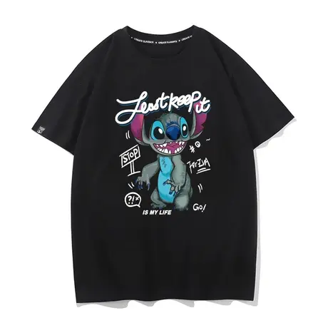 秀洛星际宝贝潮牌同款史迪奇史迪仔动漫周边夏纯棉宽松短袖t恤男商品大图