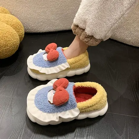 棉拖鞋女冬季外穿包跟可爱公主卡通室内居家厚底毛绒保暖月子棉鞋商品大图