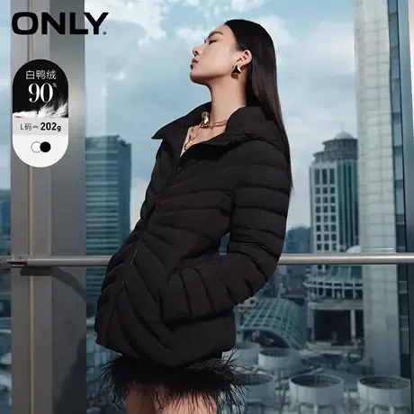 ONLY2023秋冬新款时尚90白鸭绒保暖连帽短款羽绒服女|123423020图片