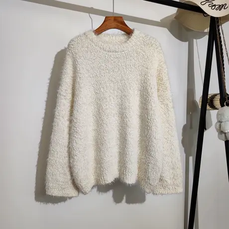 慵懒风毛衣女宽松套头秋冬新款温柔风休闲百搭软糯针织衫上衣外穿商品大图