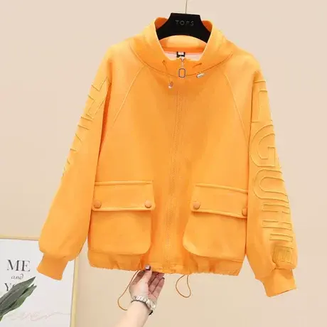 短款拉链卫衣女外套纯色宽松韩版2023新款春秋慵懒风chic港味上衣图片