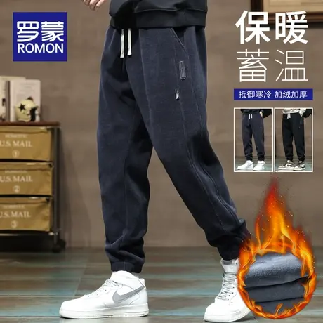 罗蒙灯芯绒休闲裤男士秋冬季新款宽松束脚卫裤加厚保暖运动长裤子商品大图