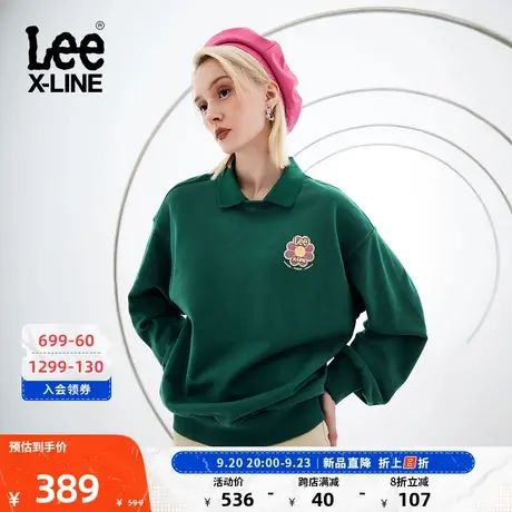 LeeXLINE23秋冬新品舒适版双层领印花女长袖卫衣潮LWT007319204图片
